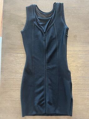 bebe Black Sleeveless Zip-Front Mini Dress